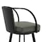 Armen Living Sandringham 26" Gray Faux Leather and Black Metal Swivel Bar Stool 721535762088 - alternate 3